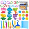 VConejo Dough Tools Play Sets for Kids, 37pcs Clay and Dough Accessories with Storage Container, Mat, Cutters, Rolling Pins, Safety Scissors, Stamps, Animal and 3D Dino Makers for Boys Girls view 1