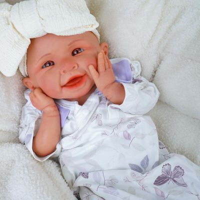 18.5in Full Silicone Reborn Baby Dolls Hand Painted Lifelike Weighted Doll Realistic Soft Newborn Girl Babies Silicone Full Body Not Vinyl for Ages 3+