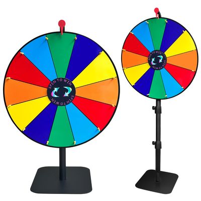 24 Inch Heavy Duty Spinning Prize,Ajustable 34"-61" Height Spinning Wheel for Prizes,12 Slots & Dry Erase Marker & Eraser for Carnival,Wheel of Fortune Game Carnival & Engaging Home Parties,Tradeshow