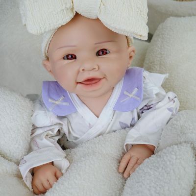 18.5in Full Silicone Reborn Baby Dolls Hand Painted Lifelike Weighted Doll Realistic Soft Newborn Girl Babies Silicone Full Body Not Vinyl for Ages 3+