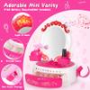 VGOFUN Toddler Vanity Hair Salon Toys for Girls, 27pcs Beauty Salon Playset Kids Pretend Makeup Mini Dressing Table Toy with Mirror & Light, Hairdryer and Styling Accessories Girls Gift for Christmas view 2