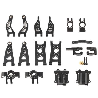 jnxwenu Steering Cup Gearbox Cover Suspension A-arm Steering Group Aluminum for ARR-ma 1/14 Mini for Mo-jave for Grom Upgrade toysCar Accessories(Black Set)