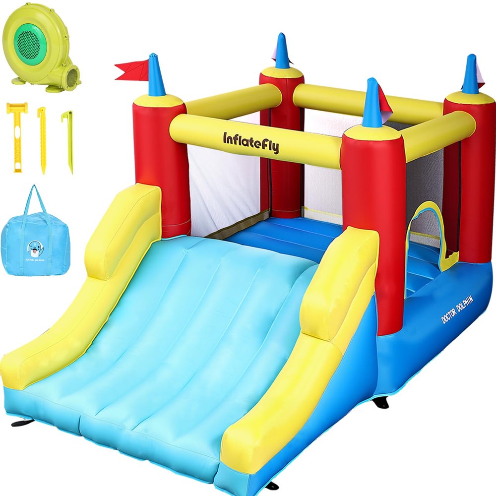 Bounce House,with Blower & Net,Bounce House for Kids 3-6 and Big Kids 8-12.Outdoor & Indoor Game with Climbing,Bouncing,Sliding,Drilling,Jumping