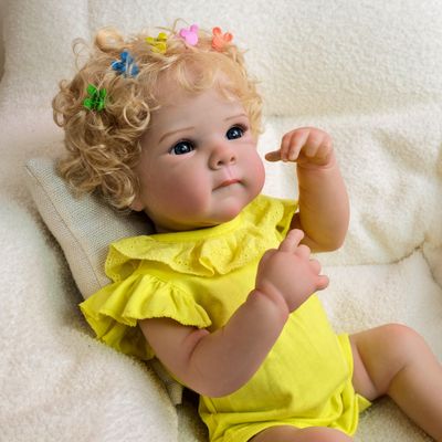 Anano 18 Inch Girl Bettie Reborn Baby Dolls - Full Body Silicone Vinyl Real Life Water Proof Anatomically Correct Newborn Baby Dolls Eyes Open with Hair for Kids Ages 3+