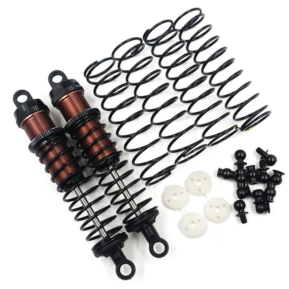 jnxwenu Aluminum Big BORE GO 90MM Damper 2PCS for 1/10 RC Off Road CAR #for BBG-0090(Brown)