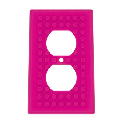 Building Brick Light Switch Cover Plate - Compatible with Standard Construction Blocks - Single Outlet Wall Plate (Magenta)