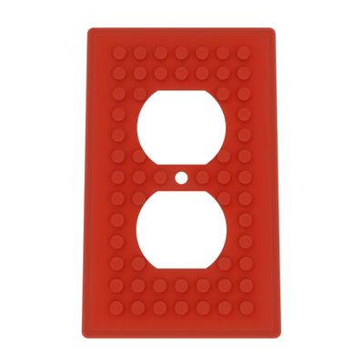 Building Brick Light Switch Cover Plate - Compatible with Standard Construction Blocks - Single Outlet Wall Plate (Red)