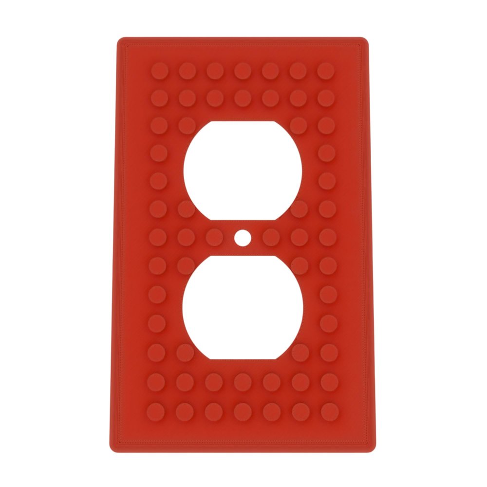 Building Brick Light Switch Cover Plate - Compatible with Standard Construction Blocks - Single Outlet Wall Plate (Red)