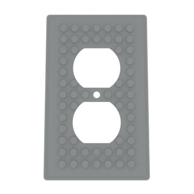 Building Brick Light Switch Cover Plate - Compatible with Standard Construction Blocks - Single Outlet Wall Plate (Silver)
