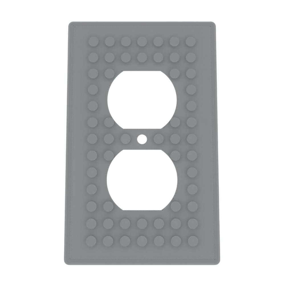 Building Brick Light Switch Cover Plate - Compatible with Standard Construction Blocks - Single Outlet Wall Plate (Silver)
