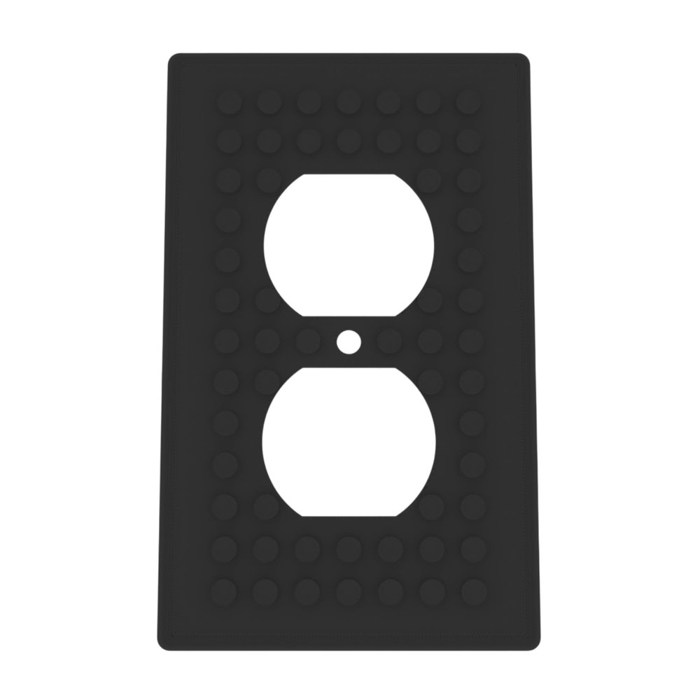 Building Brick Light Switch Cover Plate - Compatible with Standard Construction Blocks - Single Outlet Wall Plate (Black)