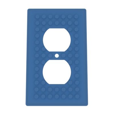 Building Brick Light Switch Cover Plate - Compatible with Standard Construction Blocks - Single Outlet Wall Plate (Cobalt Blue Metallic)