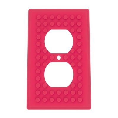 Building Brick Light Switch Cover Plate - Compatible with Standard Construction Blocks - Single Outlet Wall Plate (Pink)