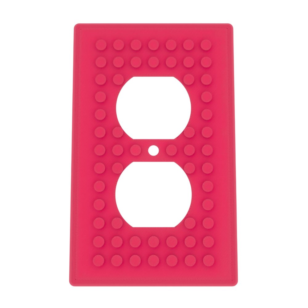 Building Brick Light Switch Cover Plate - Compatible with Standard Construction Blocks - Single Outlet Wall Plate (Pink)