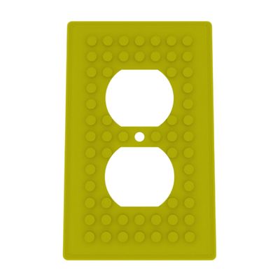 Building Brick Light Switch Cover Plate - Compatible with Standard Construction Blocks - Single Outlet Wall Plate (Yellow)
