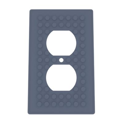 Building Brick Light Switch Cover Plate - Compatible with Standard Construction Blocks - Single Outlet Wall Plate (Blue Gray)