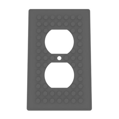 Building Brick Light Switch Cover Plate - Compatible with Standard Construction Blocks - Single Outlet Wall Plate (Dark Gray)