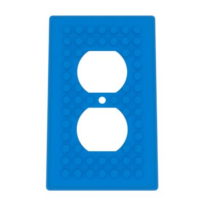 Building Brick Light Switch Cover Plate - Compatible with Standard Construction Blocks - Single Outlet Wall Plate (Cyan)