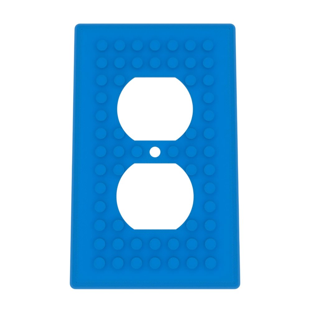Building Brick Light Switch Cover Plate - Compatible with Standard Construction Blocks - Single Outlet Wall Plate (Cyan)