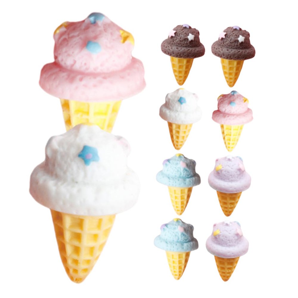 Abaodam 15pcs Realistic Fake Ice Cream Cone Set for Boys and Girls Multi-Function Simulation Ice Cream Toys for Party Favors and Tabletop Decor