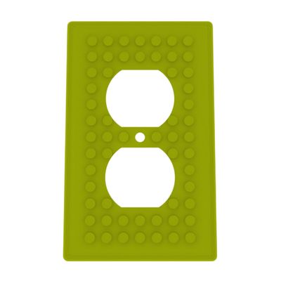 Building Brick Light Switch Cover Plate - Compatible with Standard Construction Blocks - Single Outlet Wall Plate (Bright Green)