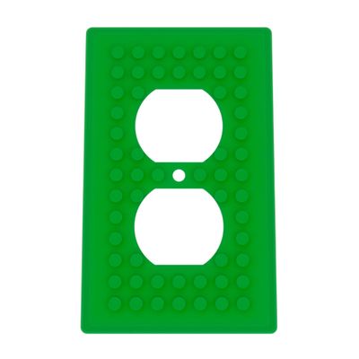 Building Brick Light Switch Cover Plate - Compatible with Standard Construction Blocks - Single Outlet Wall Plate (Bambu Green)