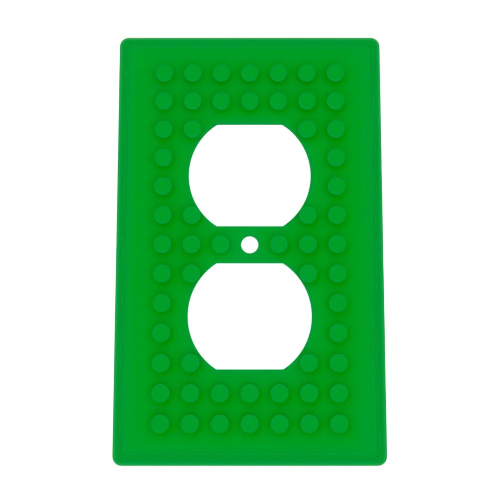 Building Brick Light Switch Cover Plate - Compatible with Standard Construction Blocks - Single Outlet Wall Plate (Bambu Green)