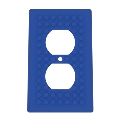 Building Brick Light Switch Cover Plate - Compatible with Standard Construction Blocks - Single Outlet Wall Plate (Blue)