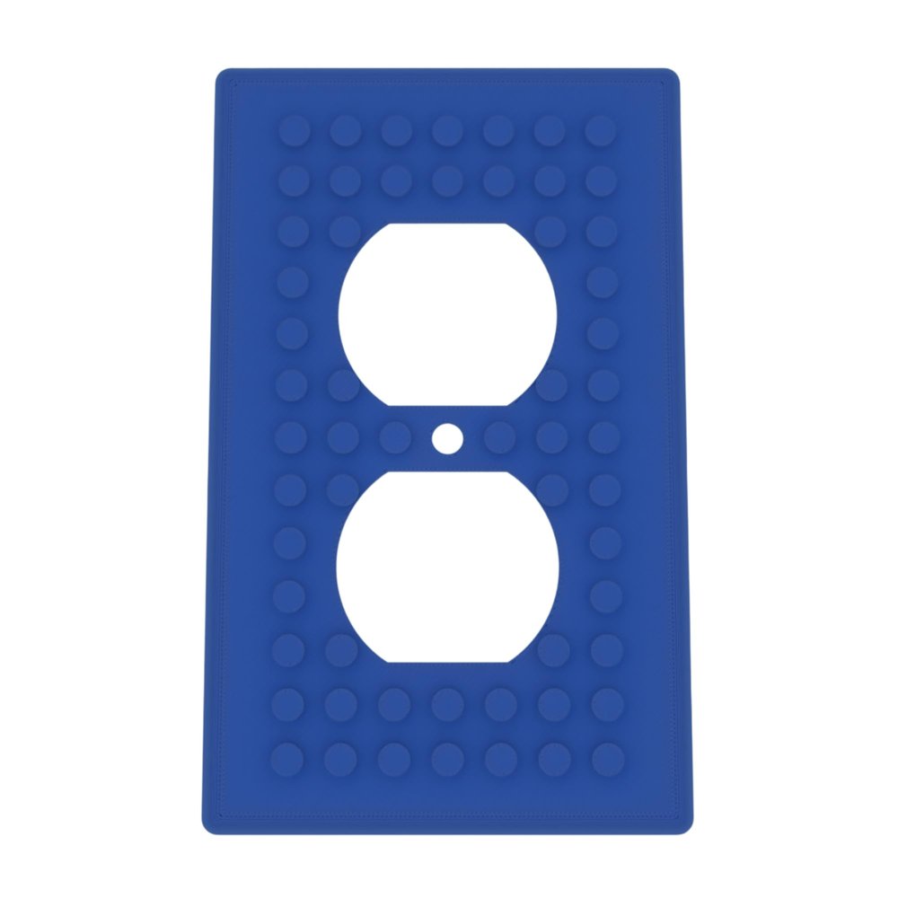 Building Brick Light Switch Cover Plate - Compatible with Standard Construction Blocks - Single Outlet Wall Plate (Blue)