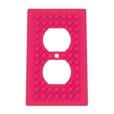 Building Brick Light Switch Cover Plate - Compatible with Standard Construction Blocks - Single Outlet Wall Plate (Hot Pink)