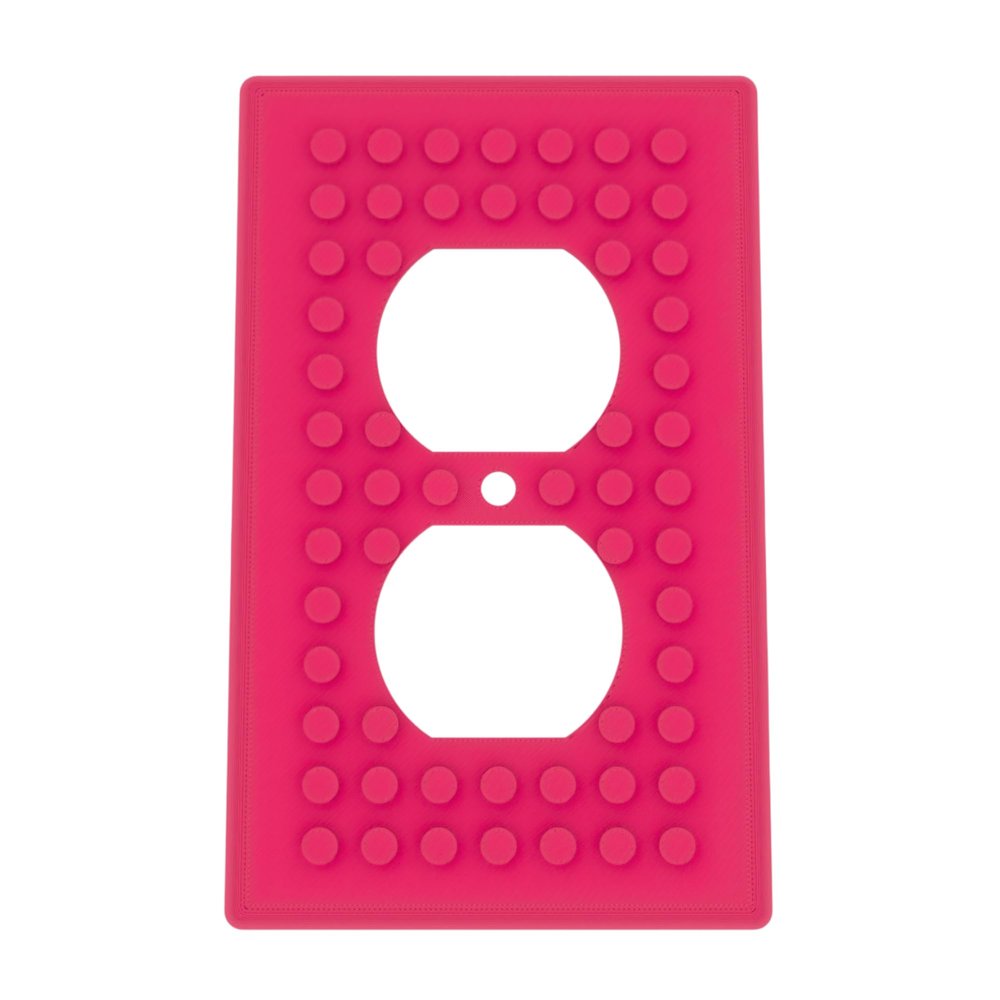 Building Brick Light Switch Cover Plate - Compatible with Standard Construction Blocks - Single Outlet Wall Plate (Hot Pink)