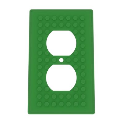 Building Brick Light Switch Cover Plate - Compatible with Standard Construction Blocks - Single Outlet Wall Plate (Mistletoe Green)