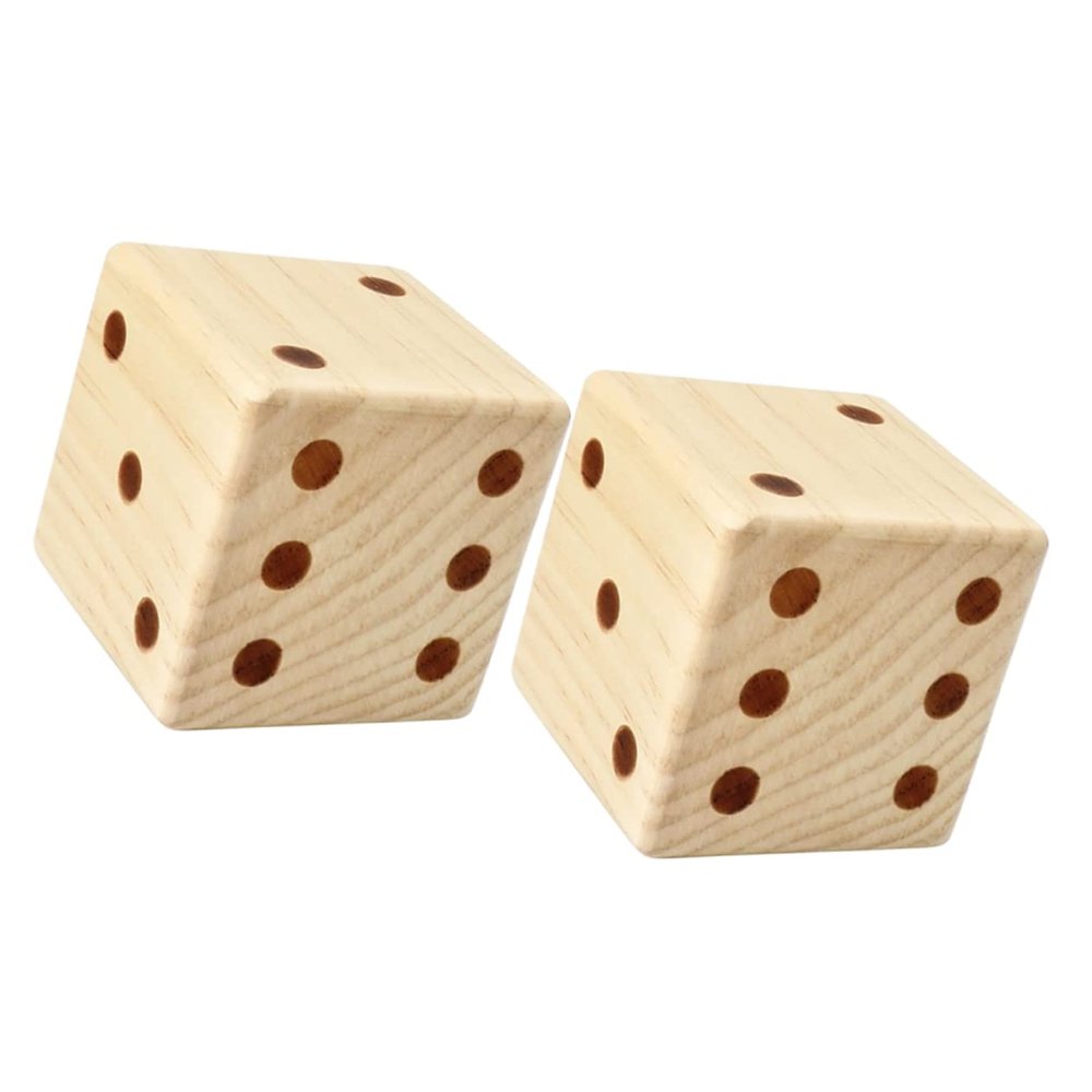 BESPORTBLE 2Pcs Large Wooden Dice Round Corner Dot Dice for Table Games DIY Crafts Safe Gaming Accessory for Adults for Home Party Entertainment