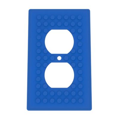 Building Brick Light Switch Cover Plate - Compatible with Standard Construction Blocks - Single Outlet Wall Plate (Cobalt Blue)