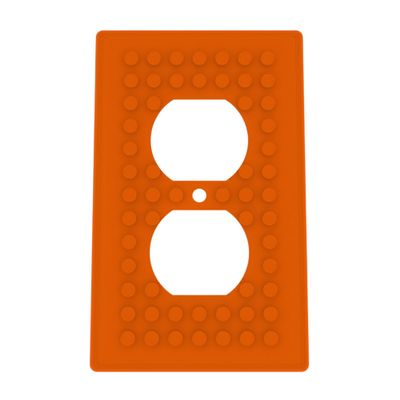 Building Brick Light Switch Cover Plate - Compatible with Standard Construction Blocks - Single Outlet Wall Plate (Orange)