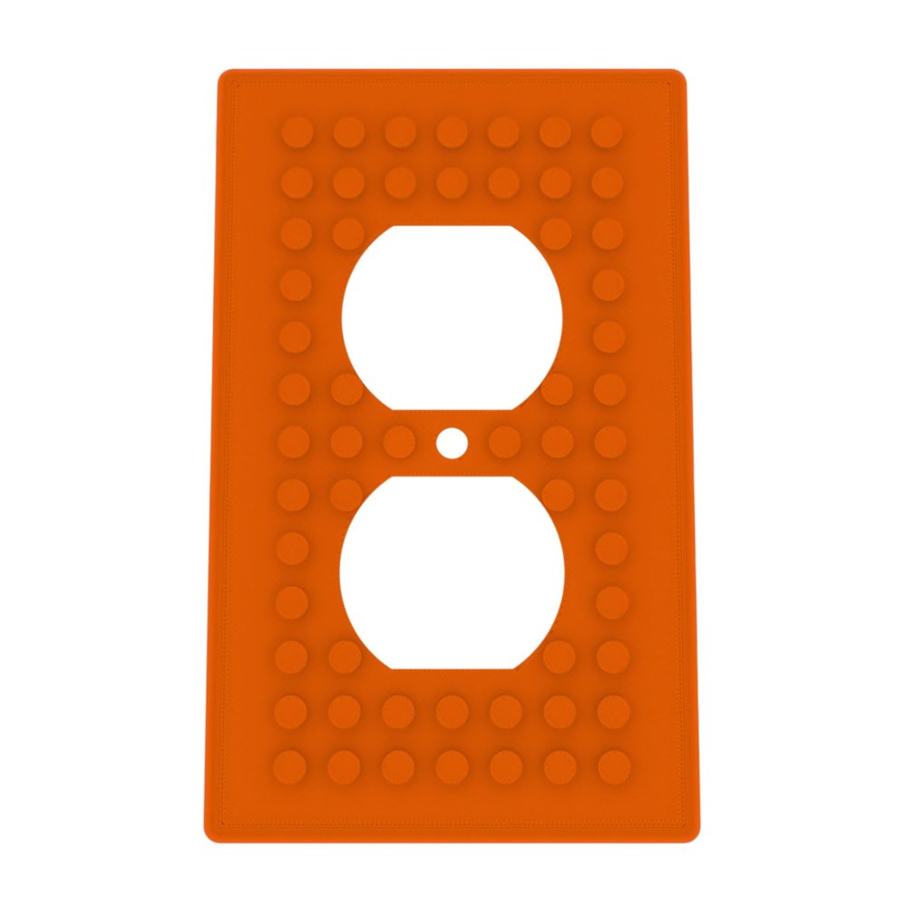 Building Brick Light Switch Cover Plate - Compatible with Standard Construction Blocks - Single Outlet Wall Plate (Orange)