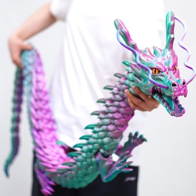 47.3inch Super Large 3D Printed Dragon Models,Flexible Joint Animal lacertid Figurines, 3D Printing Stuff Cheap,Stress Relief, Fidget restlessness, ADHD Toys, Surprise Fantasy Gifts (79inch)