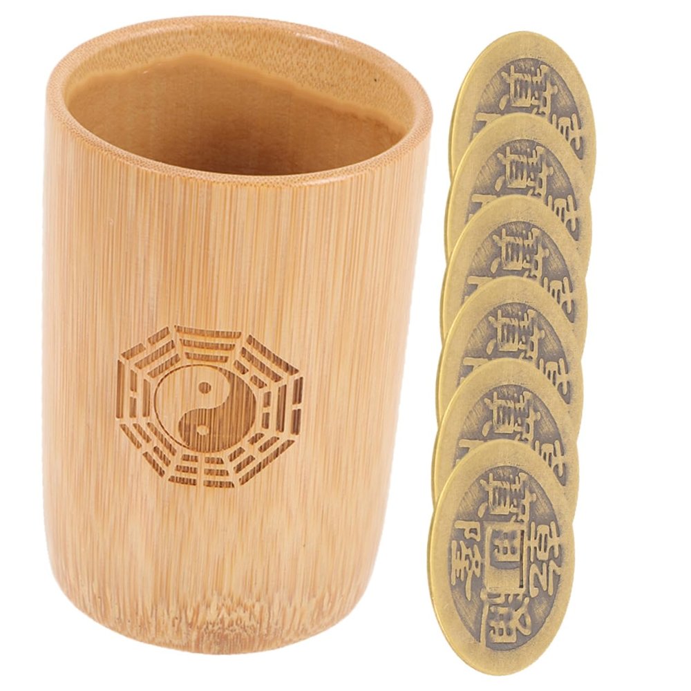 BCOATH 1Set Divination Tool with Copper Coins for Chinese Fortune Telling for Family Gatherings Temples and Home Use Bucket and Accessories