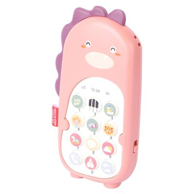 VANZACK 1PC Cartoon Mobile Phone Chewable Phone Early Childhood Bilingual Learning for Present for Months and Older Pink Dinosaur