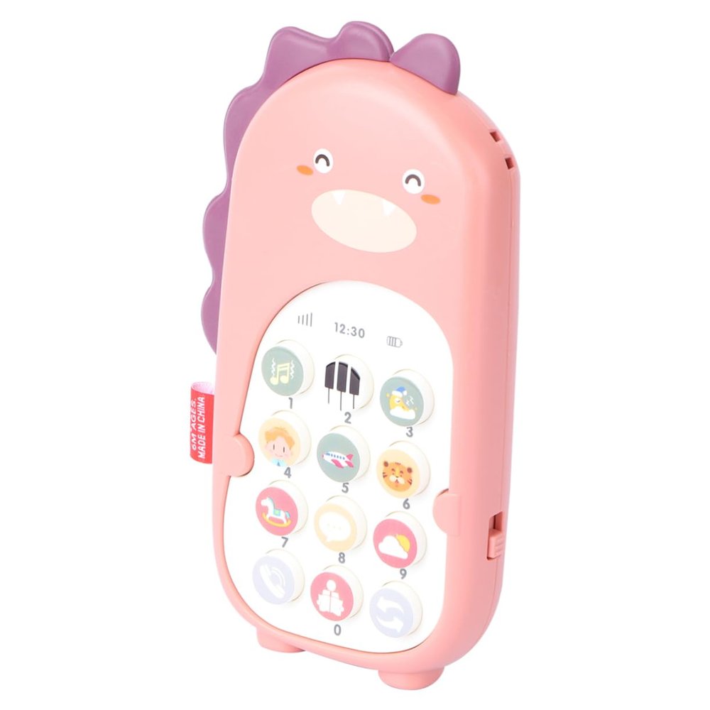 VANZACK 1PC Cartoon Mobile Phone Chewable Phone Early Childhood Bilingual Learning for Present for Months and Older Pink Dinosaur