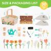 GNAYUIJ Wooden Pretend Play Toy Gardening Box-30 Pieces Wood Flower & Garden Tool Sets for Toddler 3 4 5 6 Year Old,Kids Educational Learning Toy,Girls Birthday Gift view 4