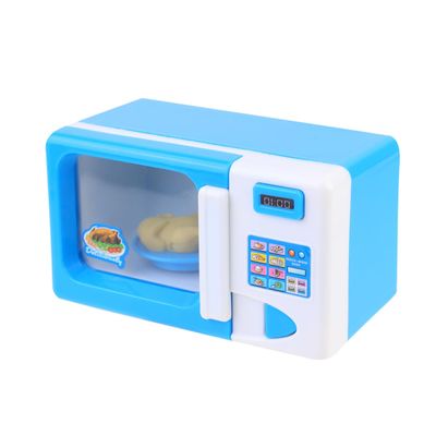 Abaodam Educational Playset Blue Microwave for Pretend Play Simulation Home Appliances Birthday Present for Enhances Imagination and Creativity