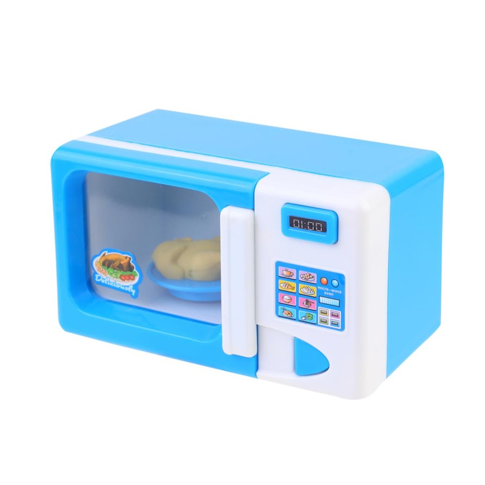 Abaodam Educational Playset Blue Microwave for Pretend Play Simulation Home Appliances Birthday Present for Enhances Imagination and Creativity