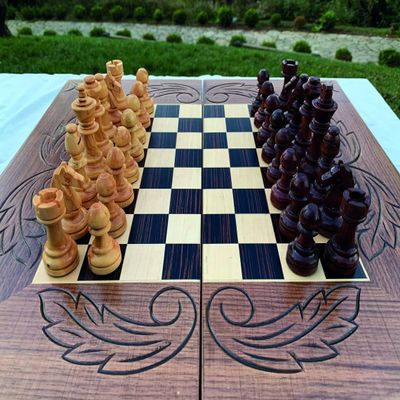 20" inch Complete Backgammon Chess Sets for Adults Solid Wood Game Board Handmade Game Sets/Gift for Dad, Husband, Anniversary, Birthday