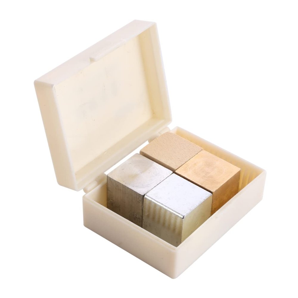 Cabilock 4pcs Metal Density Cubes Iron Aluminum Blocks Elements Cube for Physics Experiment