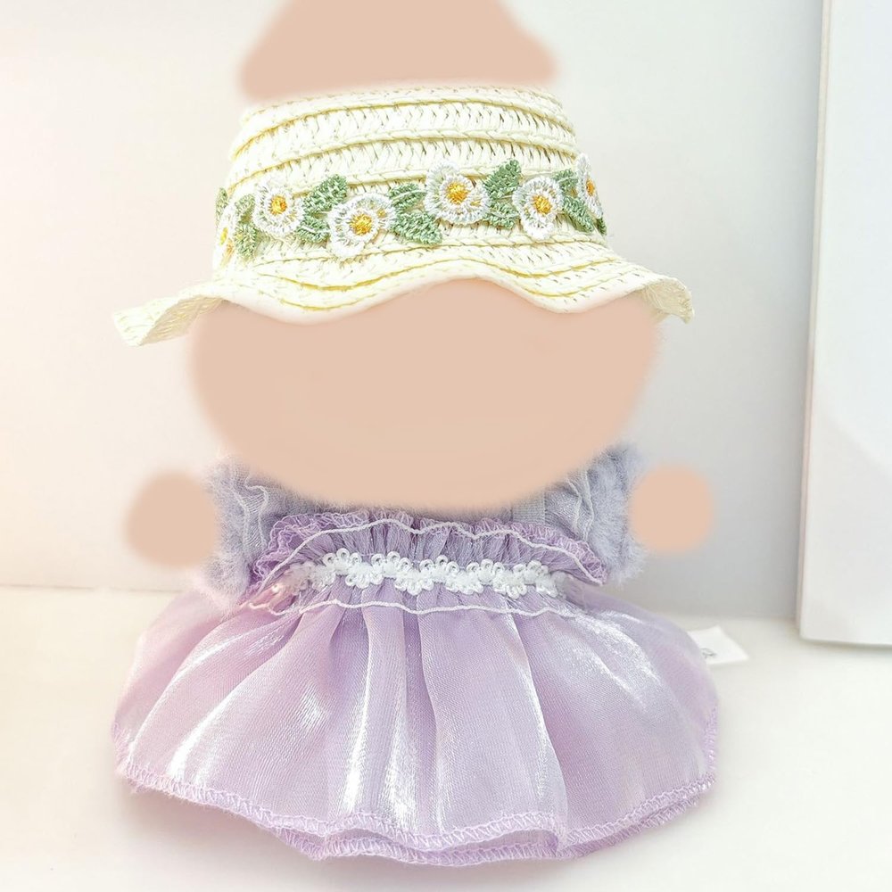 Romance Dress Clothes for 17cm Dolls Accessories(No Doll Only Clothes), Cute Skirt Outfit for 6.69inch Doll Soft Clothing Replacement (Purple Sets(Straw hat))