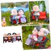 balacoo 2sets Grandpa Grandma Miniature Park Bench Ornament PVC Home Decor Miniature Landscape for Bonsai Figures view 3