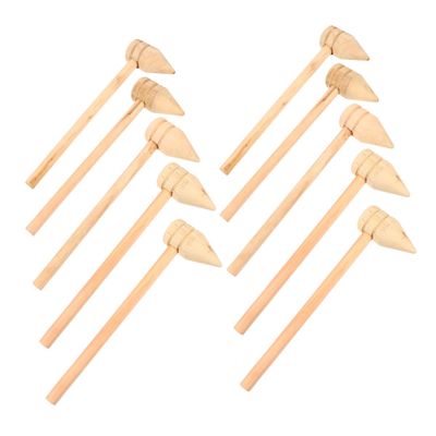 GLEAVI 10pcs Pointed Wooden Mallets Set Bamboo Mini Hammers for Cake Decorating Boys and Girls Play Soft Blow Tasks Non-Damaging Toy Hammers