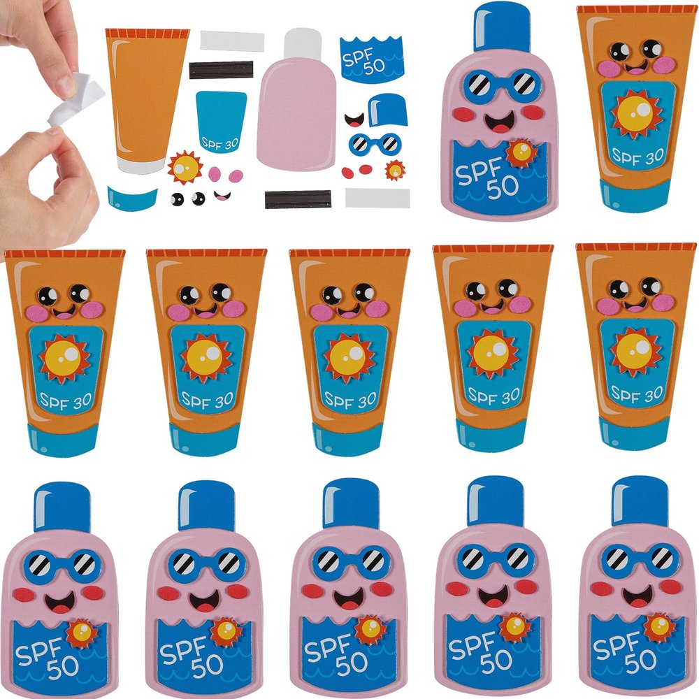 Fun Express 2 1/4" x 4" Silly Sunscreen Characters Magnet Craft Kit - Makes 12
