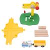 Alomejor Wooden Track Set,Crane Tower Toy with 8 Toys Compatible with The Engine Truck Toy Toddlers Boys Children view 1